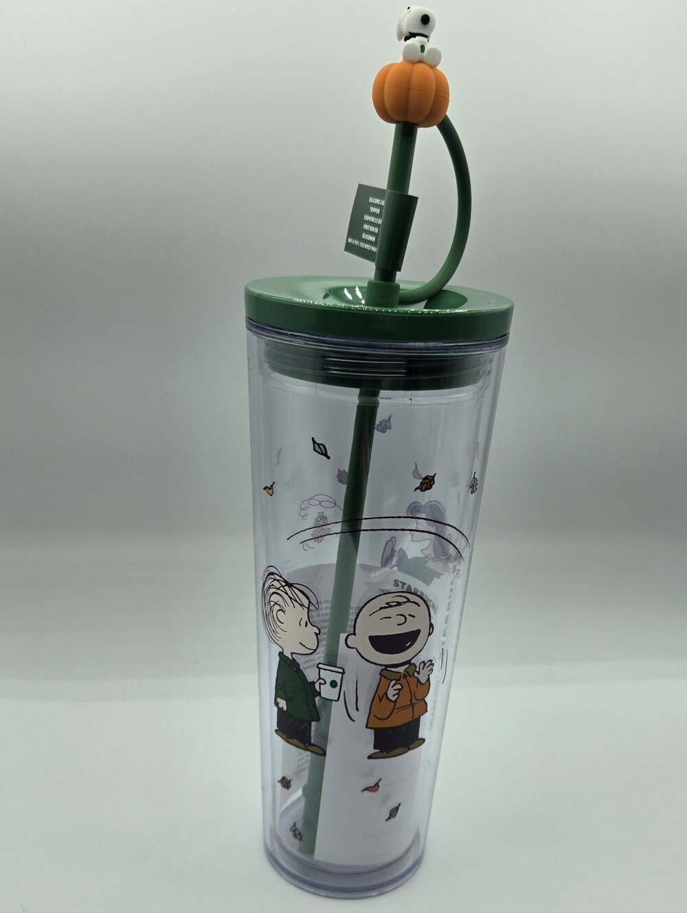 Peanuts x Starbucks Tumbler with Snoopy Pumpkin Straw Topper, 24 oz